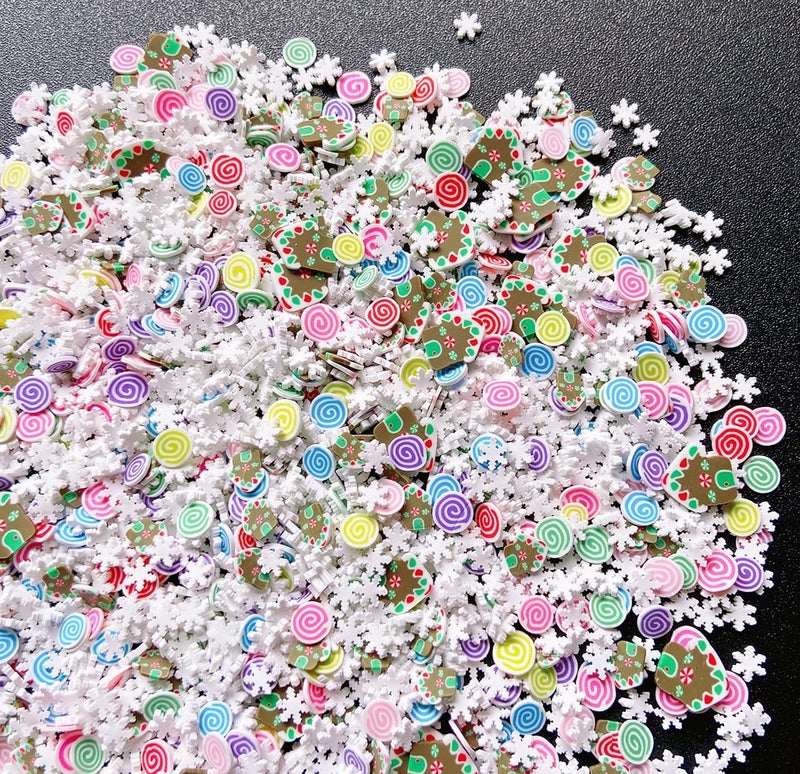 EHOPE Fake Sprinkles Fake Christmas Sprinkles Fake Candy Sprinkles Clay Sprinkles Polymer Sprinkles Polymer Clay Slices for Nail Art DIY Crafts Cake Phone(40g-Christmas House+Cake-42) - Image 5